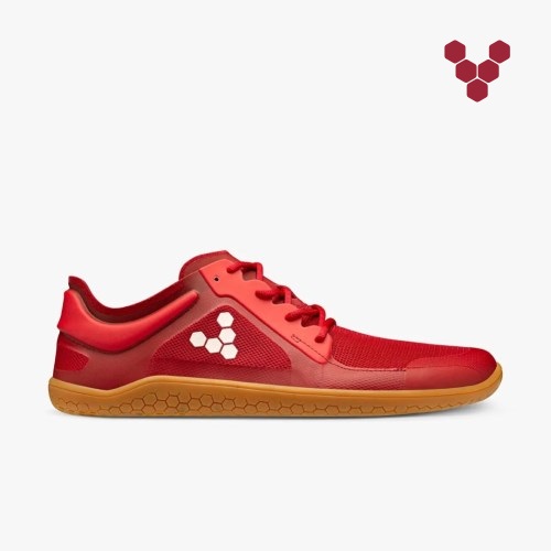 Vivobarefoot Primus Lite III Mens Trainers Red UK AJGH